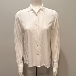 Uniqlo Ines de la Fressange Elegant Off White Button-Up Button Down Blouse Top M